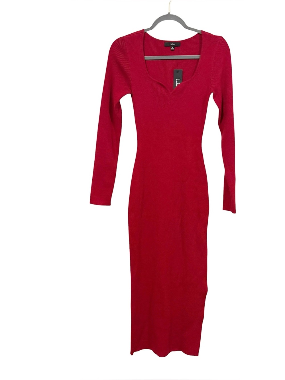 Lulus Darling Red Ribbed Knit Bodycon Midi Sweater Dress M Medium - Picture 3 of 6